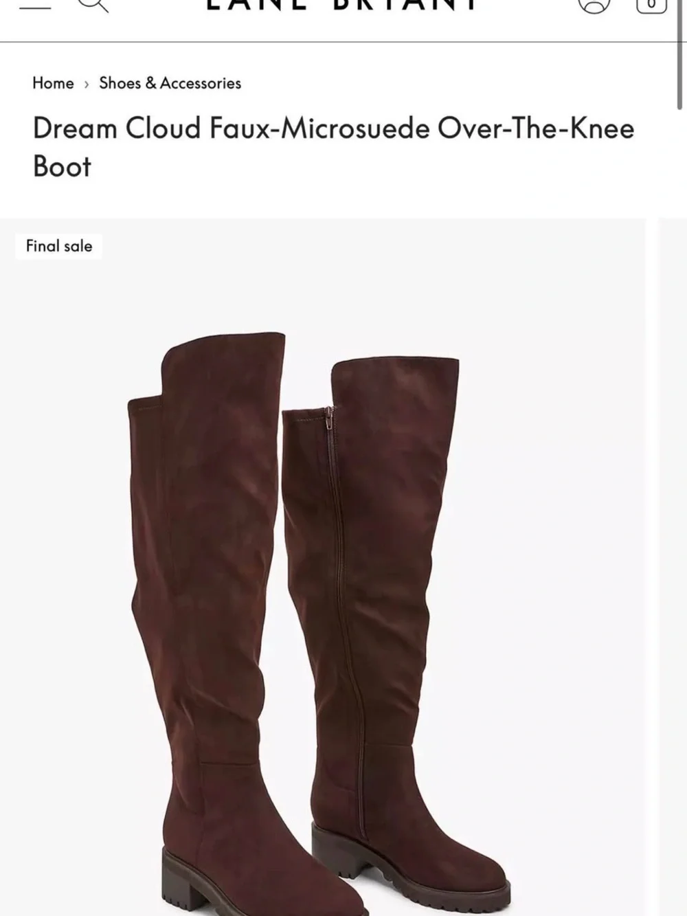Lane Bryant Dark Brown Faux-Microsuede Over-the-Knee Boots